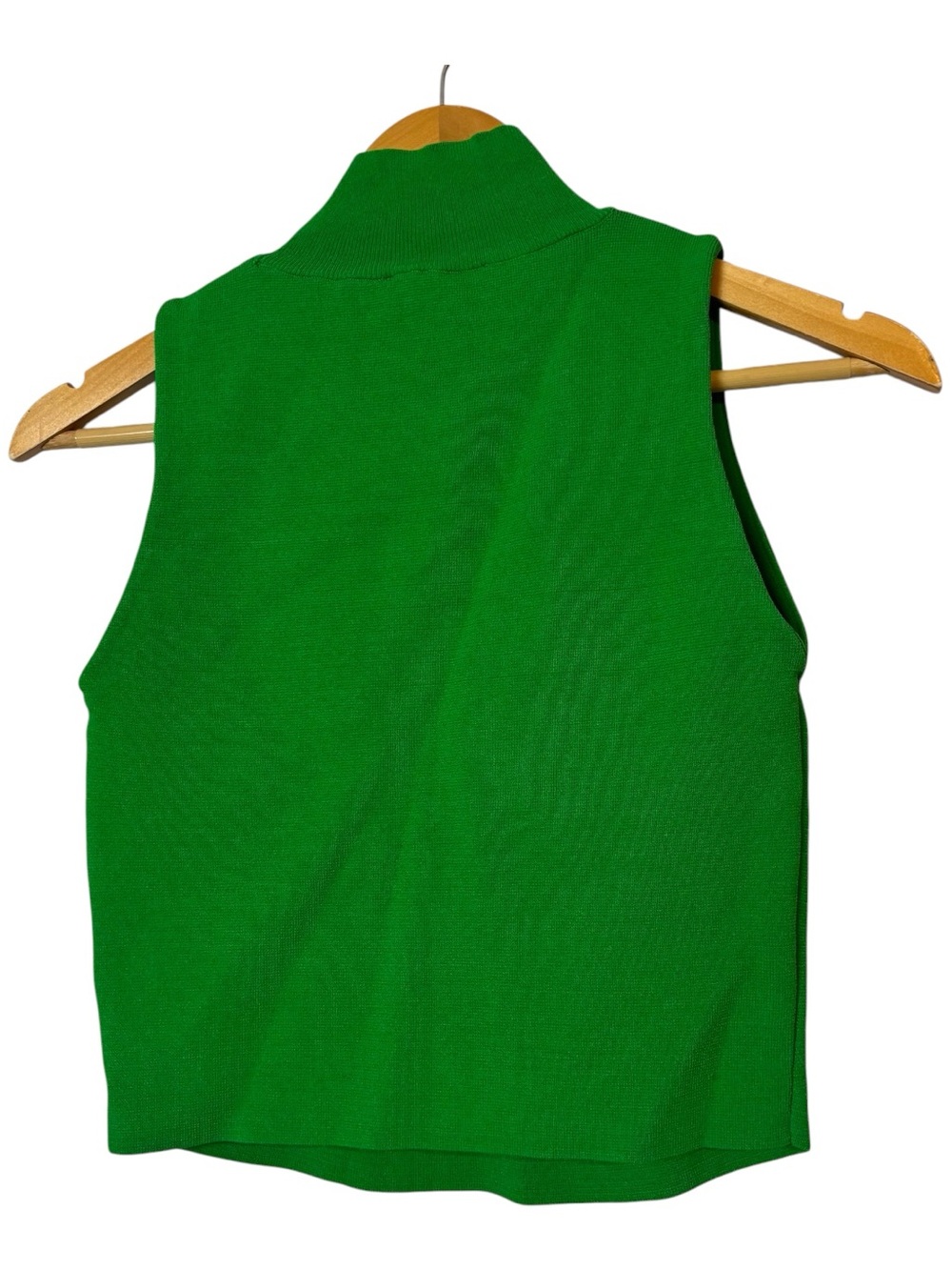 HOUSE OF HARLOW 1960 Green Mock Neck Ribbed sleeveless Knit cropped Top size XS